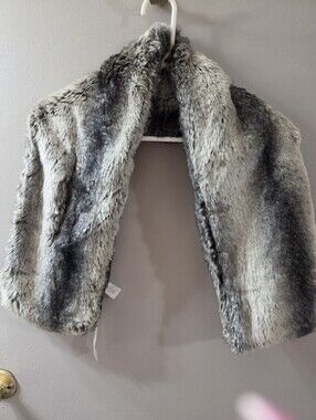Loft Faux Fur Stole. Soft Wrap 45" Long.  Gray, Black, And Silver Tones NWT